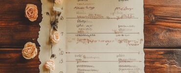 A beautifully arranged wedding timeline graphic showcasing month-by-month milestones for planning the perfect wedding.