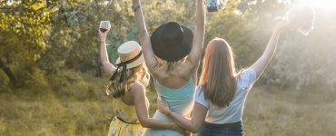 girls drinking wine