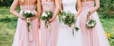 bride and bridesmaids in dresses