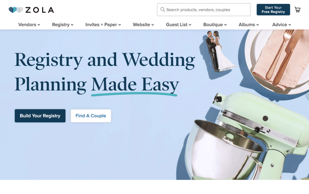 zola wedding website