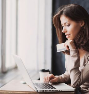 woman shopping online registry