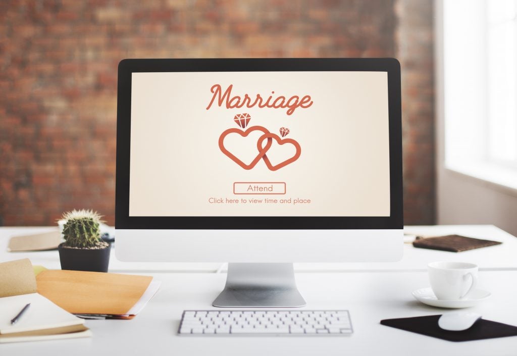 wedding website on computer