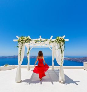red dress at wedding