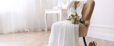 wedding dress laid out