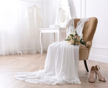 wedding dress laid out