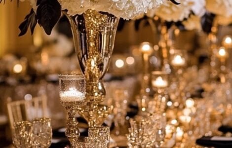 A lavish 1920s wedding theme featuring glamour, jazz, and luxurious decor, inspired by the opulent party culture of the Roaring Twenties.