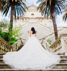 bride at castle wedding venue
