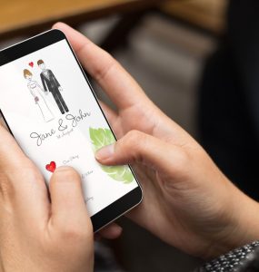 digital wedding invitation on phone