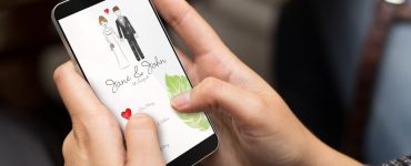 digital wedding invitation on phone