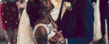 bride and groom dancing