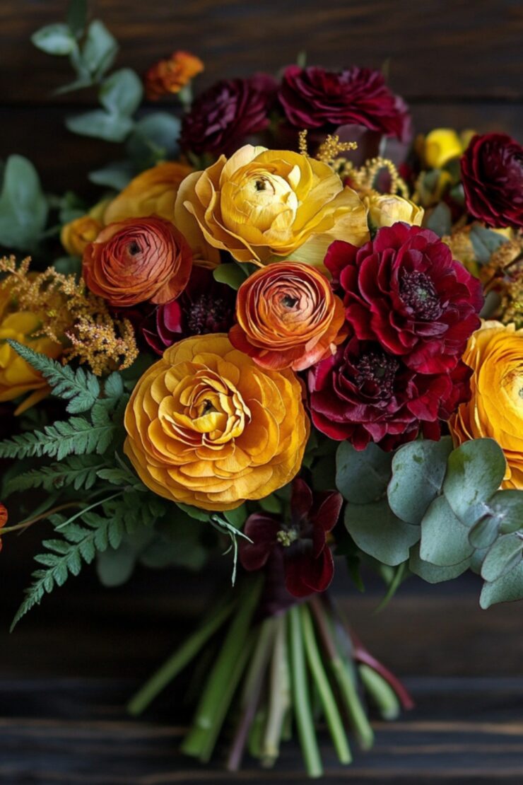 Golden Ranunculus 25 Beautiful Fall Wedding Flowers and Bouquet Ideas - Yeah Weddings