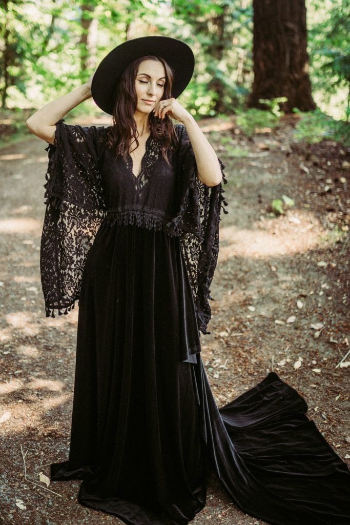 black boho wedding dress