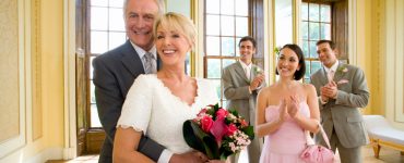 older bride and groom at wedding