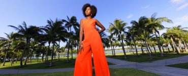 woman wearing pants at wedding