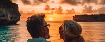 A couple enjoying a romantic moment together, symbolizing the importance of celebrating love and creating lasting memories on a 20th anniversary trip.