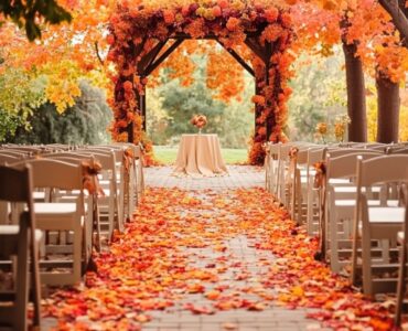 Embrace the colors, textures, and warmth of autumn to create an unforgettable wedding ceremony backdrop, enhancing your special day with seasonal beauty and ambiance.