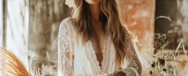 boho wedding guest outfit, emphasizing flowy silhouettes, earthy colors, and handcrafted details for a stylish and relaxed look.