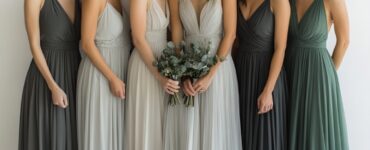 A selection of chic and timeless bridesmaid dress colors to create a cohesive and memorable wedding atmosphere.