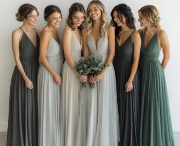A selection of chic and timeless bridesmaid dress colors to create a cohesive and memorable wedding atmosphere.