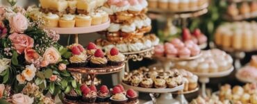 A beautifully arranged wedding dessert table combines delicious treats with visual elegance, enhancing the wedding atmosphere and leaving a lasting impression on guests with its unique style and thoughtful design.