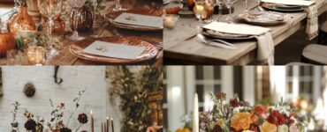 A beautifully decorated fall wedding table showcasing a mix of rustic, vintage, and modern elements, capturing the essence of the season.