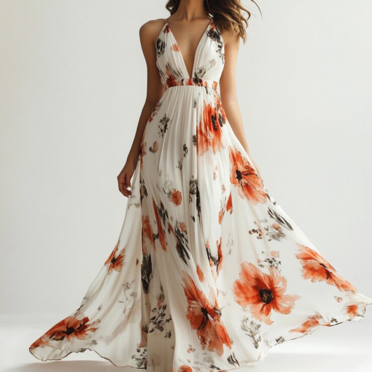 Aurelisse | Women’s Floral Pleated Maxi Wedding Guest Dress