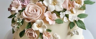 A beautiful small wedding cake adorned with fresh flowers, bringing nature and elegance to the celebration.
