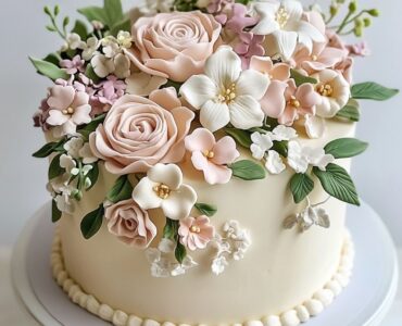 A beautiful small wedding cake adorned with fresh flowers, bringing nature and elegance to the celebration.