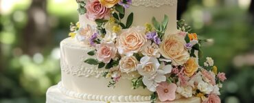 A beautifully crafted garden wedding cake that reflects personal style and complements the natural beauty of an outdoor setting, offering endless possibilities from floral designs to simple buttercream creations with fresh herbs.