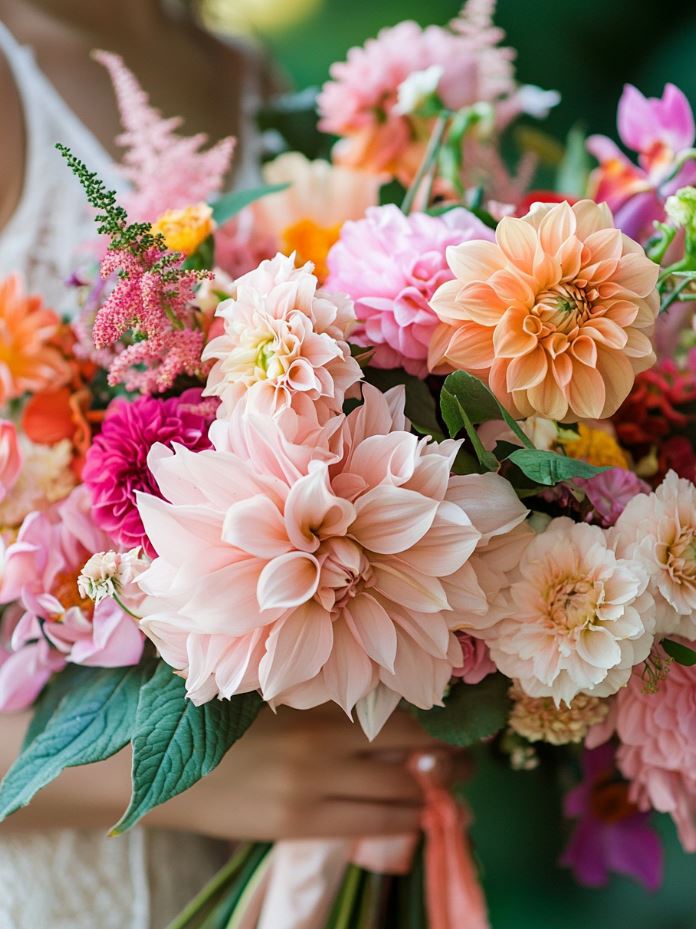 Beautiful DIY wedding flowers grown in a garden, used for bouquets, centerpieces, and décor to add a personal touch.