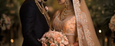 Couple choosing wedding outfits that reflect their style and wedding theme, enhancing the overall ambiance of their big day.