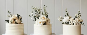 A collection of minimalist small wedding cakes showcasing various designs that emphasize simplicity and elegance, perfect for a chic and contemporary wedding.