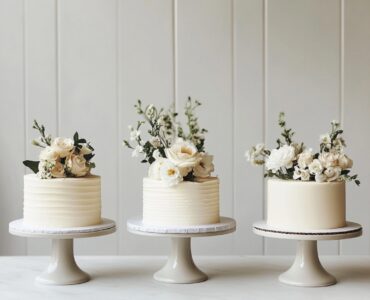 A collection of minimalist small wedding cakes showcasing various designs that emphasize simplicity and elegance, perfect for a chic and contemporary wedding.