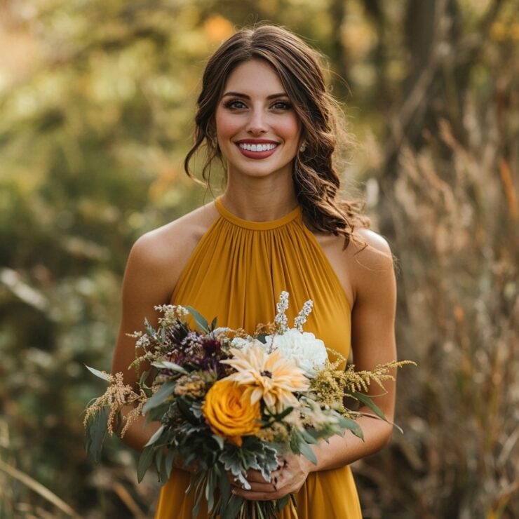 Elegant Fall Wedding Guest Dresses in Yellow