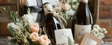 A thoughtfully crafted wedding gift basket filled with personalized items that align with the couple’s interests, offering a unique and memorable gift option for newlyweds.