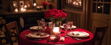 A romantic home setting that highlights personal and thoughtful elements for an intimate and meaningful proposal.