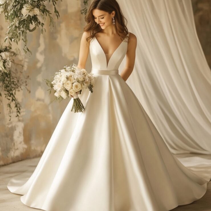 A-line satin wedding dresses blend sophistication and comfort, offering diverse styles from classic to vintage-inspired for every bride's vision.