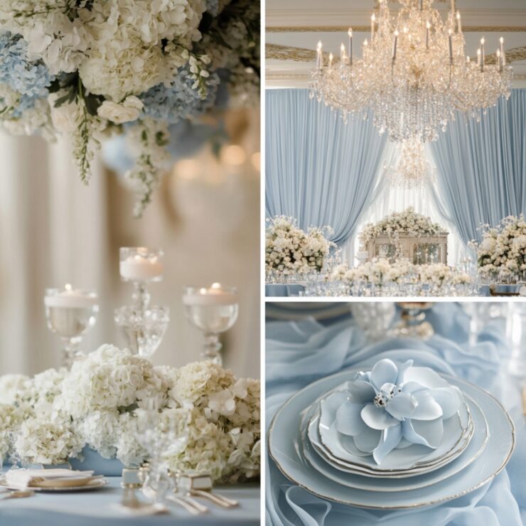 Incorporating baby blue into your wedding theme adds elegance and serenity, creating a timeless and romantic atmosphere with versatile décor and fashion elements.