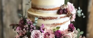 A collection of rustic barn wedding cake ideas, including semi-naked and floral watercolor designs, offering charm, elegance, and natural elements for your special day.