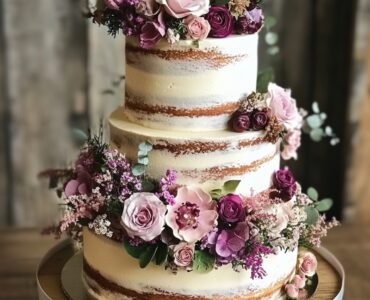 A collection of rustic barn wedding cake ideas, including semi-naked and floral watercolor designs, offering charm, elegance, and natural elements for your special day.