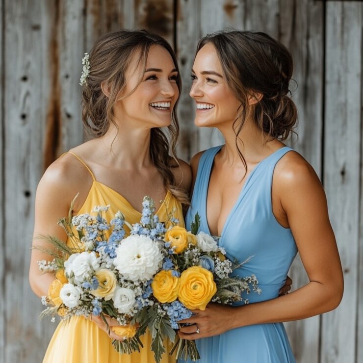 Summary of the benefits of choosing blue and yellow bridesmaid dresses, highlighting their unique styles and joyful aesthetic for wedding celebrations.