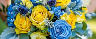Beautifully arranged blue and yellow wedding bouquets symbolize love and happiness, perfect for creating unforgettable centerpieces that resonate with personal style.