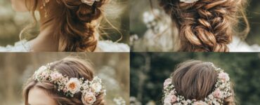 Boho braided wedding hairstyles, showcasing unique styles and floral accessories that reflect the spirit of romance and individuality.