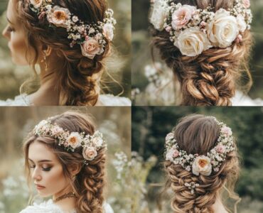 Boho braided wedding hairstyles, showcasing unique styles and floral accessories that reflect the spirit of romance and individuality.