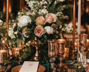 An emerald green and copper wedding theme, showcasing a harmonious blend of opulence and natural charm, perfect for a personalized and elegant celebration.
