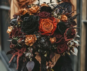 A selection of Halloween wedding bouquets showcasing gothic elegance, rustic charm, and mystical allure, perfect for adding a touch of spooky romance to your special day.
