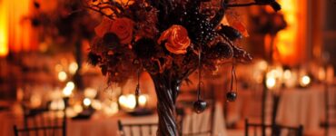 Overview of Halloween wedding centerpiece ideas, showcasing a variety of creative options that blend spooky and sophisticated elements to create a captivating and enchanting wedding ambiance.