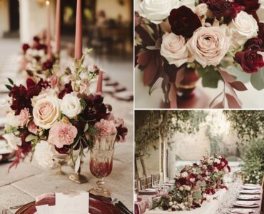 Marsala and blush wedding colors create a luxurious yet intimate atmosphere, blending boldness and softness for a memorable and unique celebration.