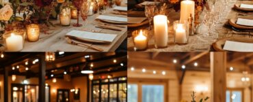 A beautifully decorated September wedding venue, featuring warm candlelight, seasonal flowers, and natural textures that capture the charm and richness of fall, creating a memorable and inviting atmosphere.