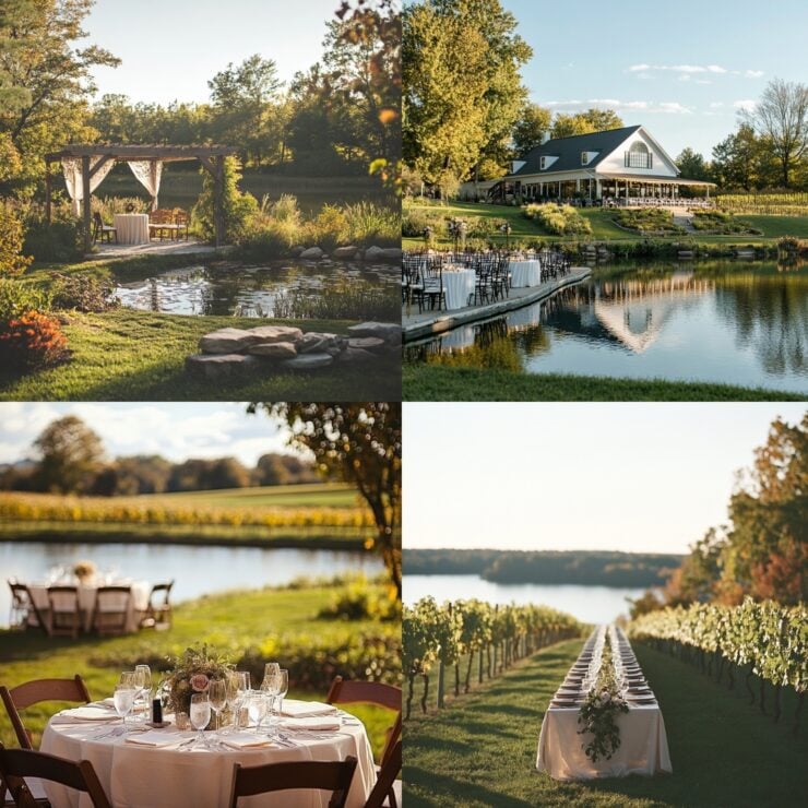 A serene September wedding venue, whether a tranquil lakefront or a vibrant vineyard, blends natural beauty and ideal weather to create a memorable and romantic celebration.